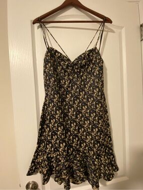 Zara Z1975 Navy Floral Lace-Up Backless